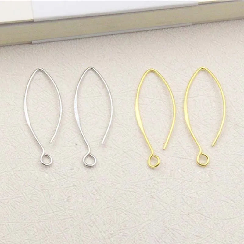 Solid 925 Sterling Silver Earring Hooks Gold Ear Wire Settings for Making Earrings 30mm