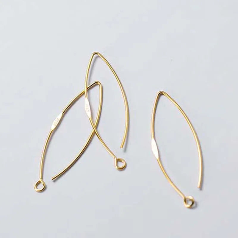 Solid 925 Sterling Silver Earring Hooks Gold Ear Wire Settings for Making Earrings 30mm