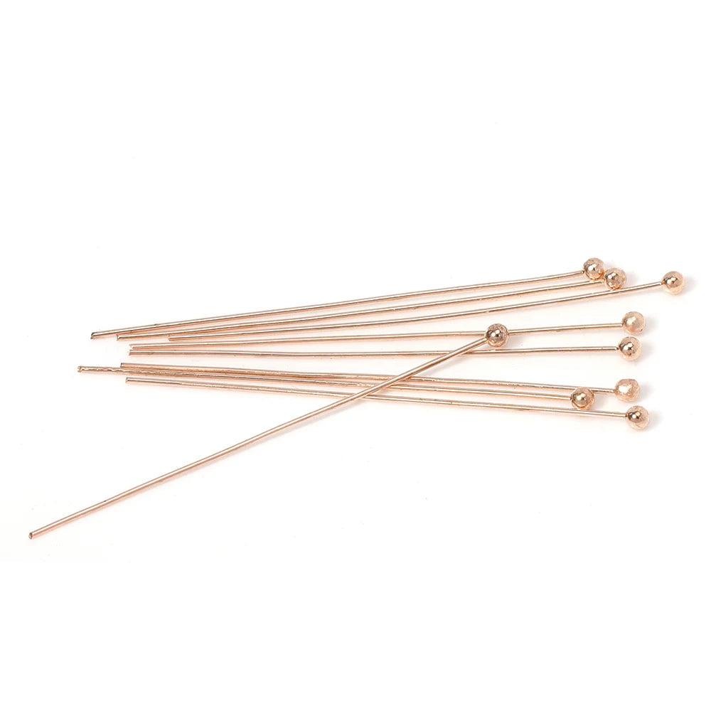 200Pcs 18-50mm Rose Gold Ball Head Pins Dia 0.5mm for DIY Jewelry Making Findings Accessories Supplies