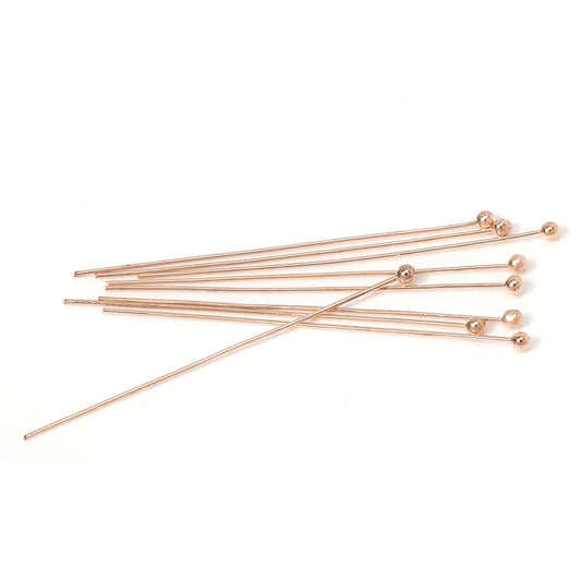 200Pcs 18-50mm Rose Gold Ball Head Pins Dia 0.5mm for DIY Jewelry Making Findings Accessories Supplies