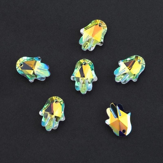 12 pcs Crystal Charms Hamsa Hand shape palm pendant for Jewelry making 14x18mm