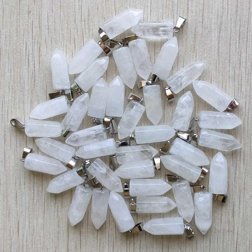 50pcs/lot natural stone mix point pillar pendants for jewelry accessories making