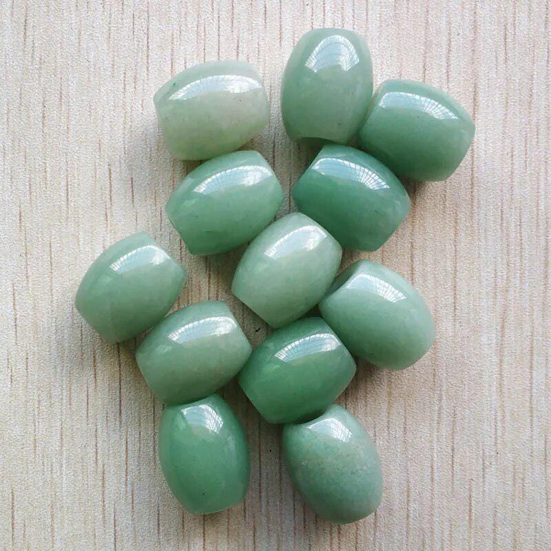 12pcs/lot natural green aventurine barrel shape big hole beads for bracelet jewelry making wholesale