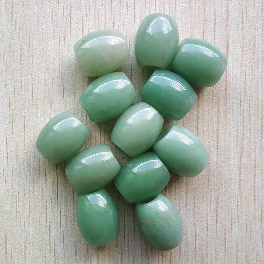 12pcs/lot natural green aventurine barrel shape big hole beads for bracelet jewelry making wholesale