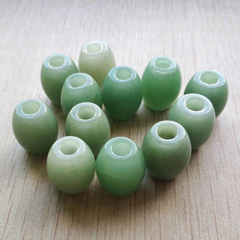 12pcs/lot natural green aventurine barrel shape big hole beads for bracelet jewelry making wholesale