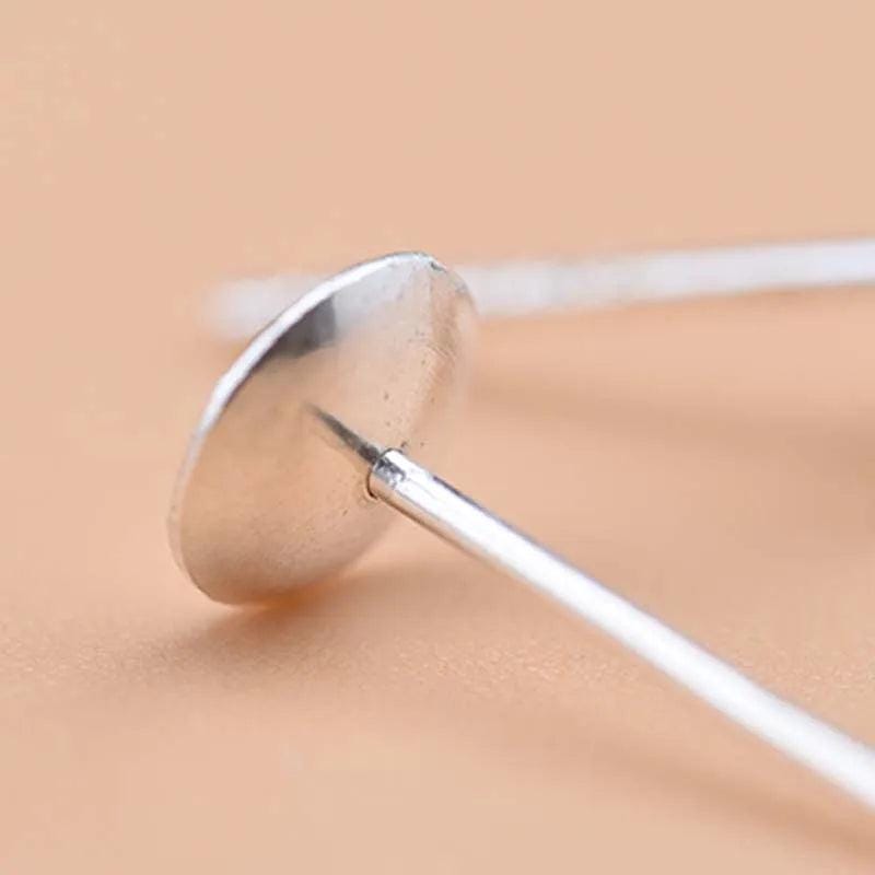 8pcs Solid 925 Sterling Plain Silver Earring Stud Needle Post Bow Head Base Pins 3~8mm Settings DIY Jewelry Making