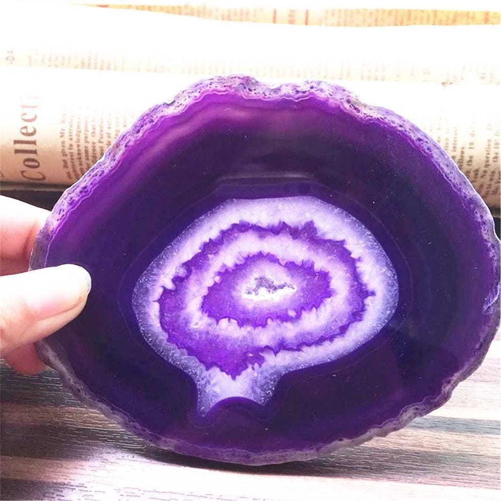 12-20CM Large Crystal AGATE SLAB Geode Slice Mineral Coaster Healing Reiki Decoration
