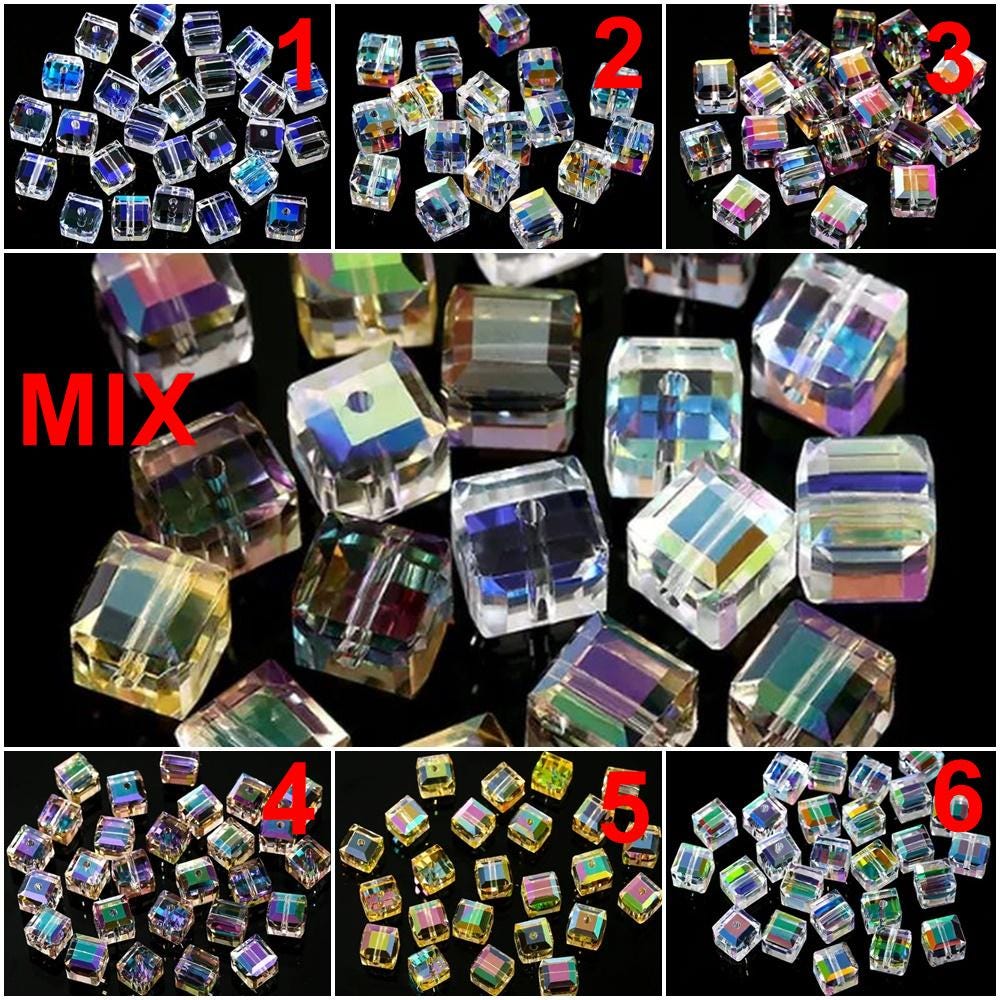 50/100pcs 4/6/8mm crystal beads ab colorful cube beads for jewelry making glass beads diy bracelet earrings necklace