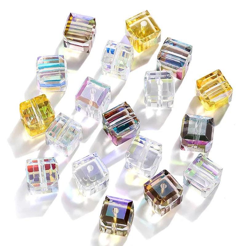 50/100pcs 4/6/8mm crystal beads ab colorful cube beads for jewelry making glass beads diy bracelet earrings necklace