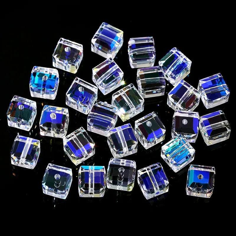 50/100pcs 4/6/8mm crystal beads ab colorful cube beads for jewelry making glass beads diy bracelet earrings necklace