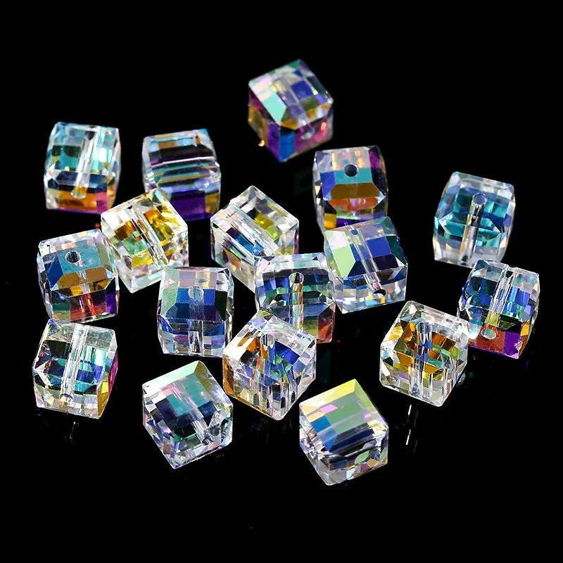 50/100pcs 4/6/8mm crystal beads ab colorful cube beads for jewelry making glass beads diy bracelet earrings necklace