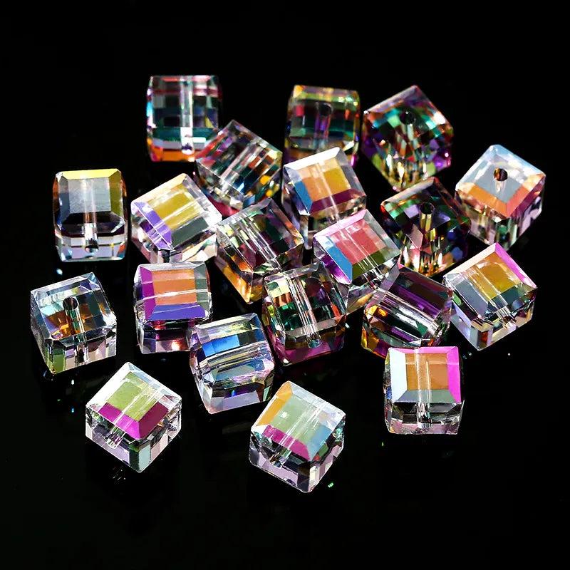 50/100pcs 4/6/8mm crystal beads ab colorful cube beads for jewelry making glass beads diy bracelet earrings necklace