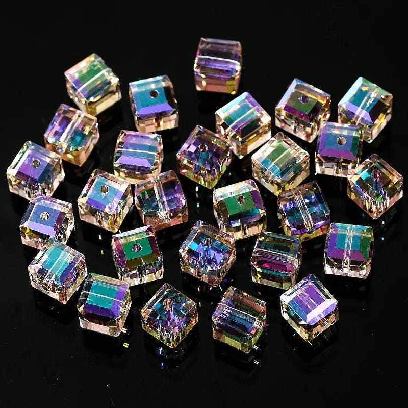 50/100pcs 4/6/8mm crystal beads ab colorful cube beads for jewelry making glass beads diy bracelet earrings necklace