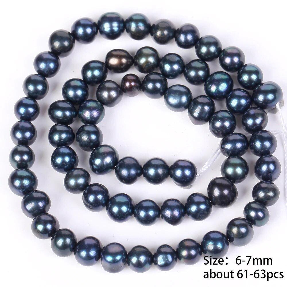 Black freshwater pearls high quality dyeing nearly round for jewelry making