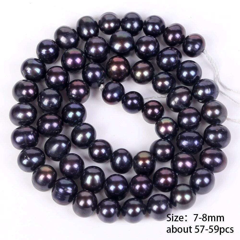 Black freshwater pearls high quality dyeing nearly round for jewelry making