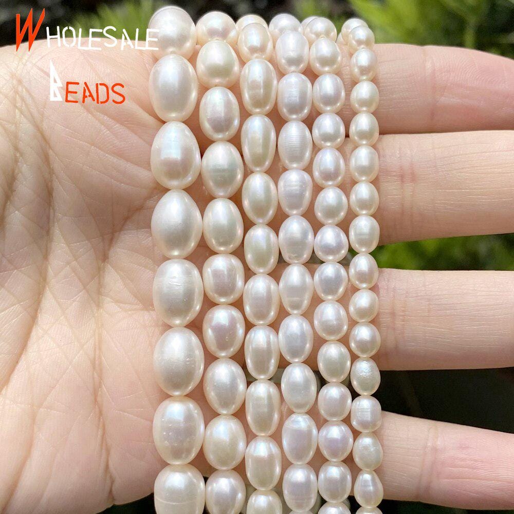 Real Natural Freshwater Pearls AAA Rice Shape High Quality Punch Loose Beads