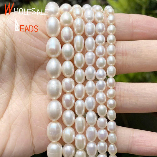 Real Natural Freshwater Pearls AAA Rice Shape High Quality Punch Loose Beads
