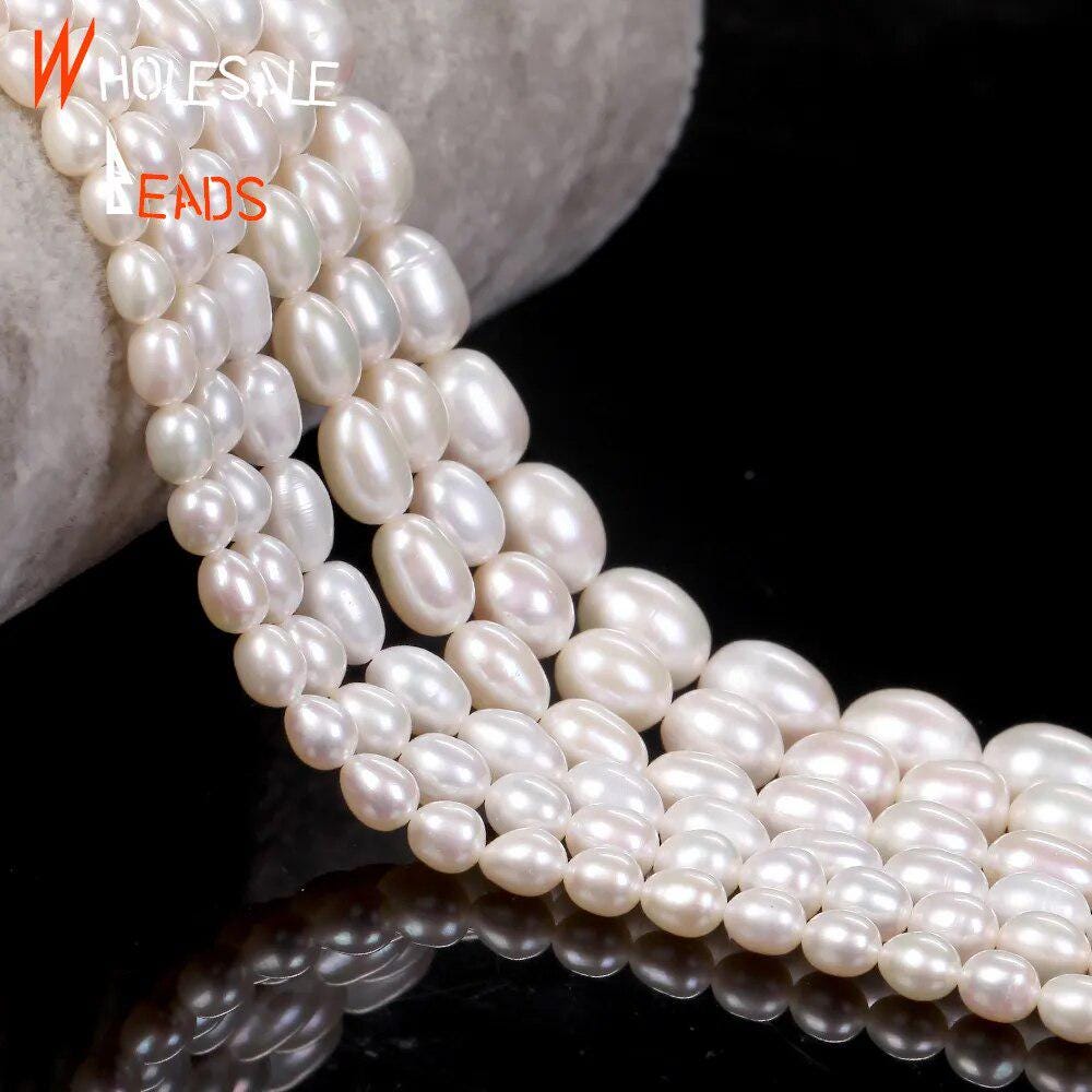 Real Natural Freshwater Pearls AAA Rice Shape High Quality Punch Loose Beads