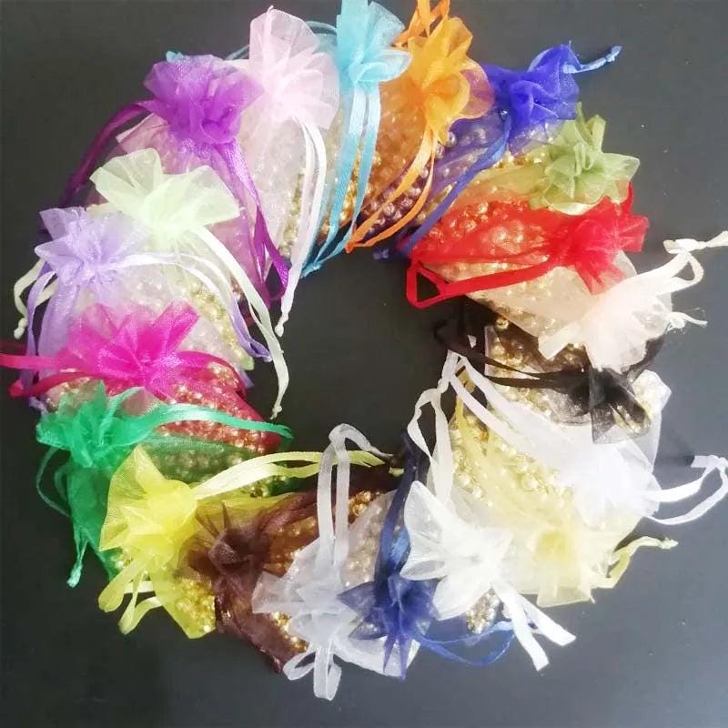 1000pcs Small Plain Organza Bags Drawstring Pouch Jewelry Packaging bag Drawable Birthday party Wedding Gift bags Candy Pouches