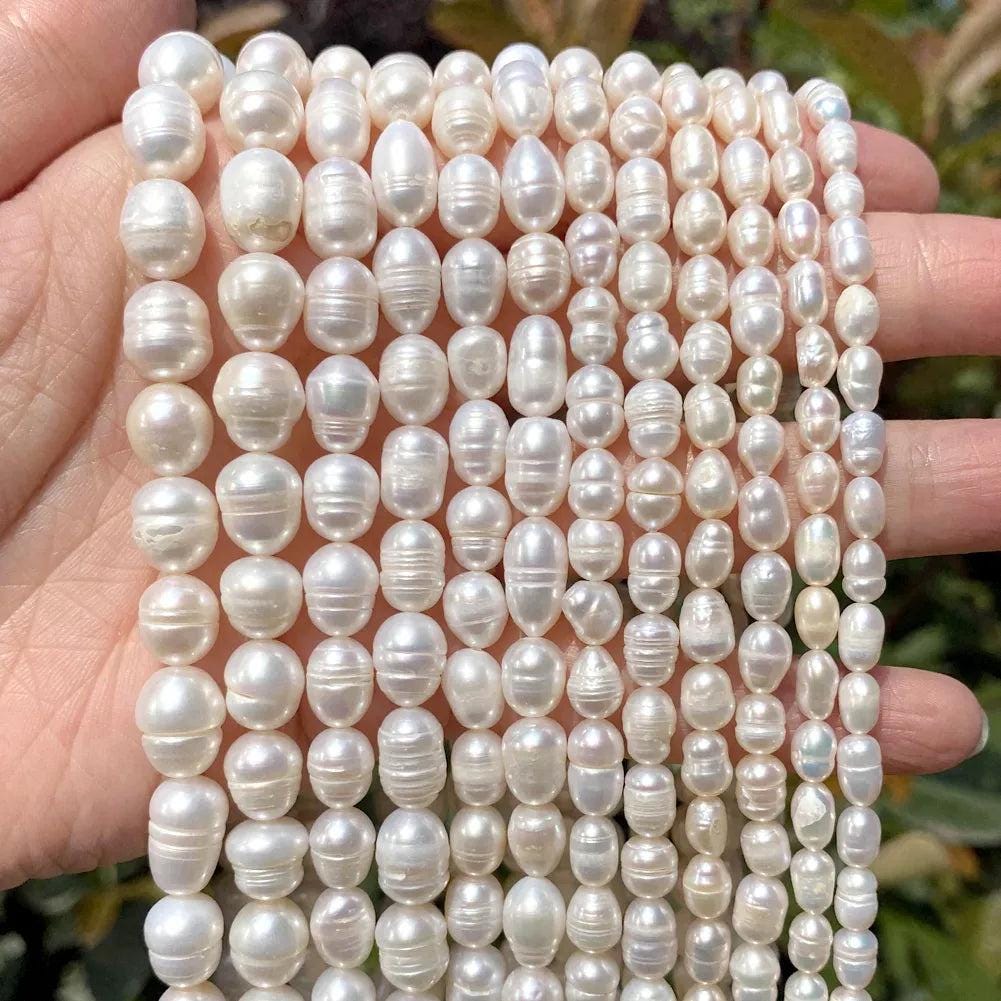 Real Natural Freshwater Pearls AAA Rice Shape High Quality Punch Loose Beads