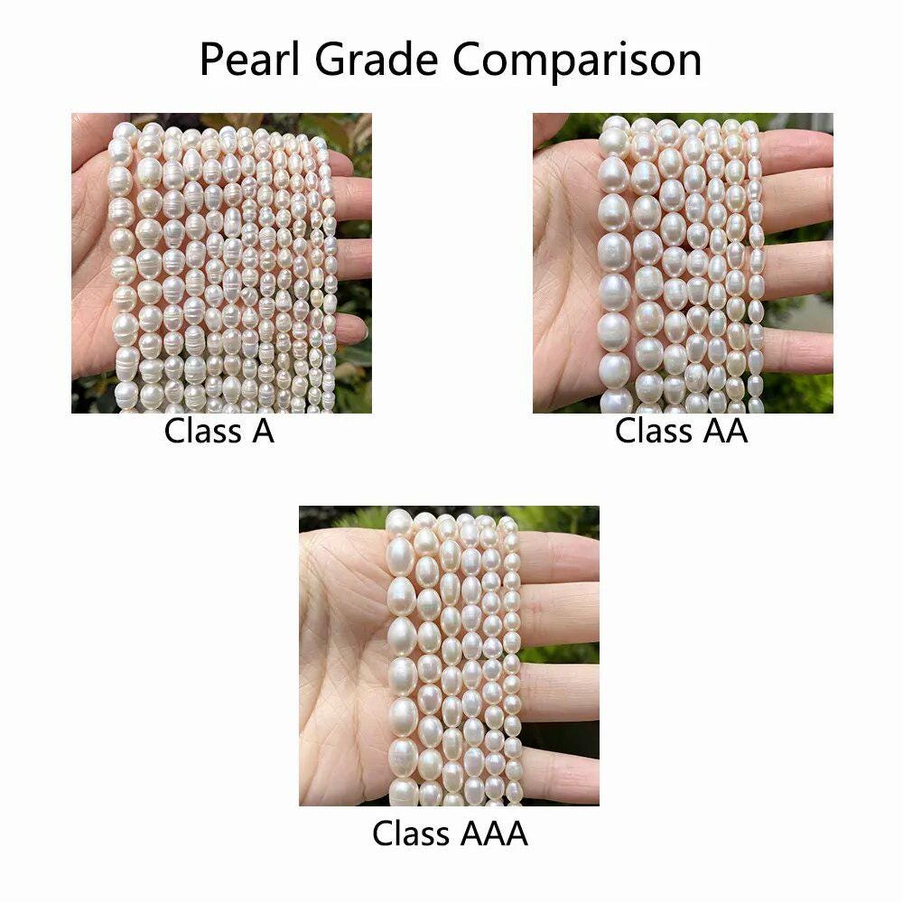 Real Natural Freshwater Pearls AAA Rice Shape High Quality Punch Loose Beads