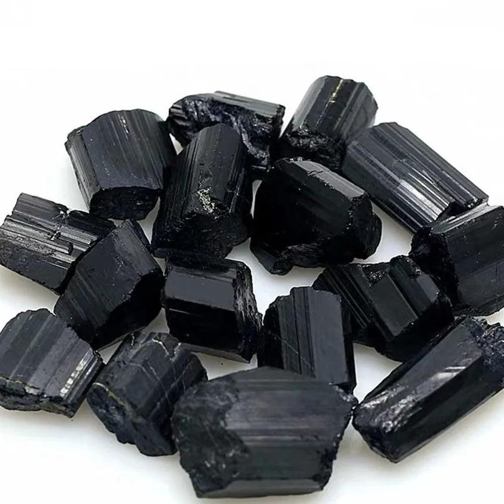 Natural black tourmaline crystal raw gemstone mineral specimen irregular crystals healing eliminate magnetism