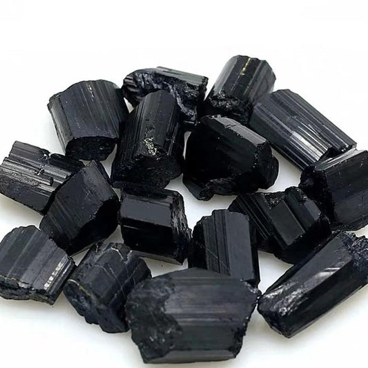 Natural black tourmaline crystal raw gemstone mineral specimen irregular crystals healing eliminate magnetism
