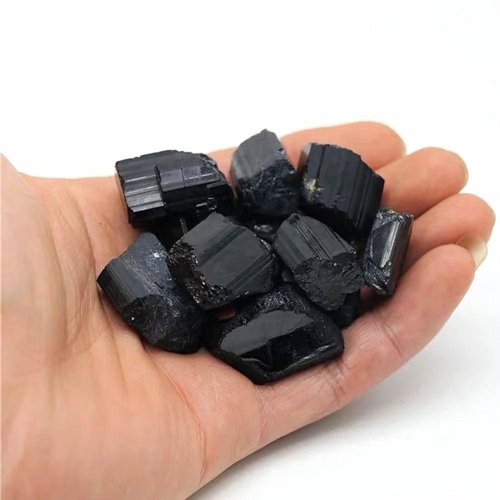 Natural black tourmaline crystal raw gemstone mineral specimen irregular crystals healing eliminate magnetism