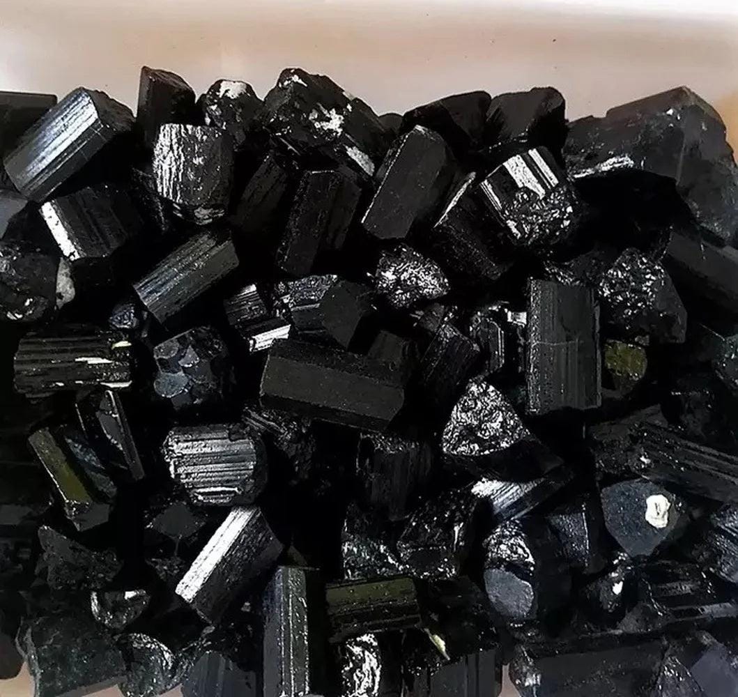 Natural black tourmaline crystal raw gemstone mineral specimen irregular crystals healing eliminate magnetism