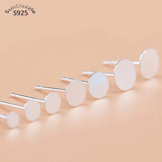 3~8mm Solid 925 Sterling Silver Earring Stud Needle Post Flat Base Pins Settings-10pcs