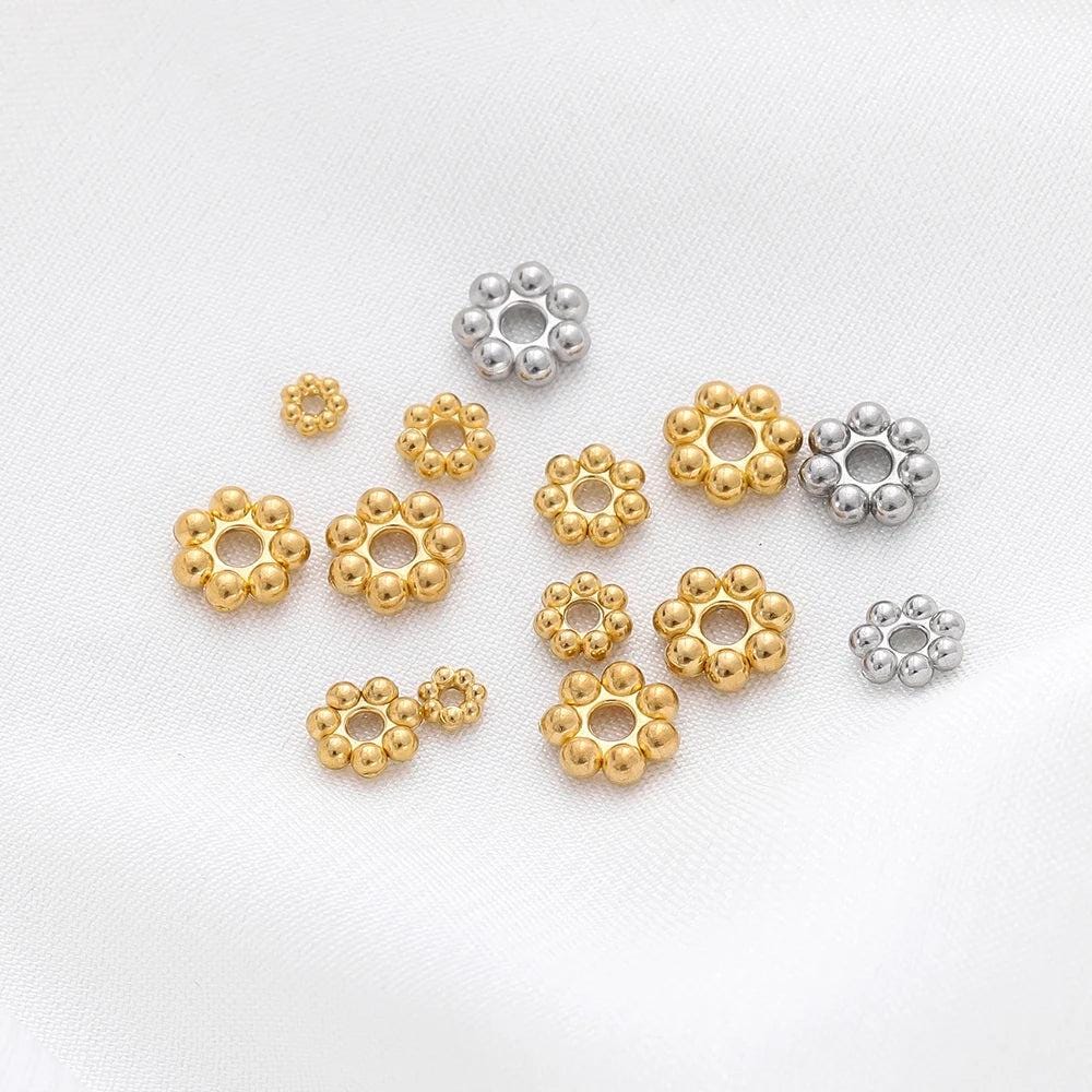 30Pcs Stainless Steel Daisy Flower Spacer Beads DIY Bracelets Jewelry Making