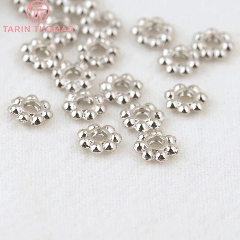 20PCS 24K Gold Plated Brass Bracelets Daisy Flower Spacer Beads