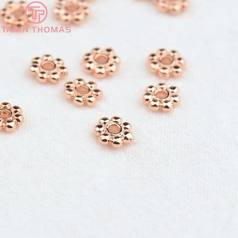 20PCS 24K Gold Plated Brass Bracelets Daisy Flower Spacer Beads