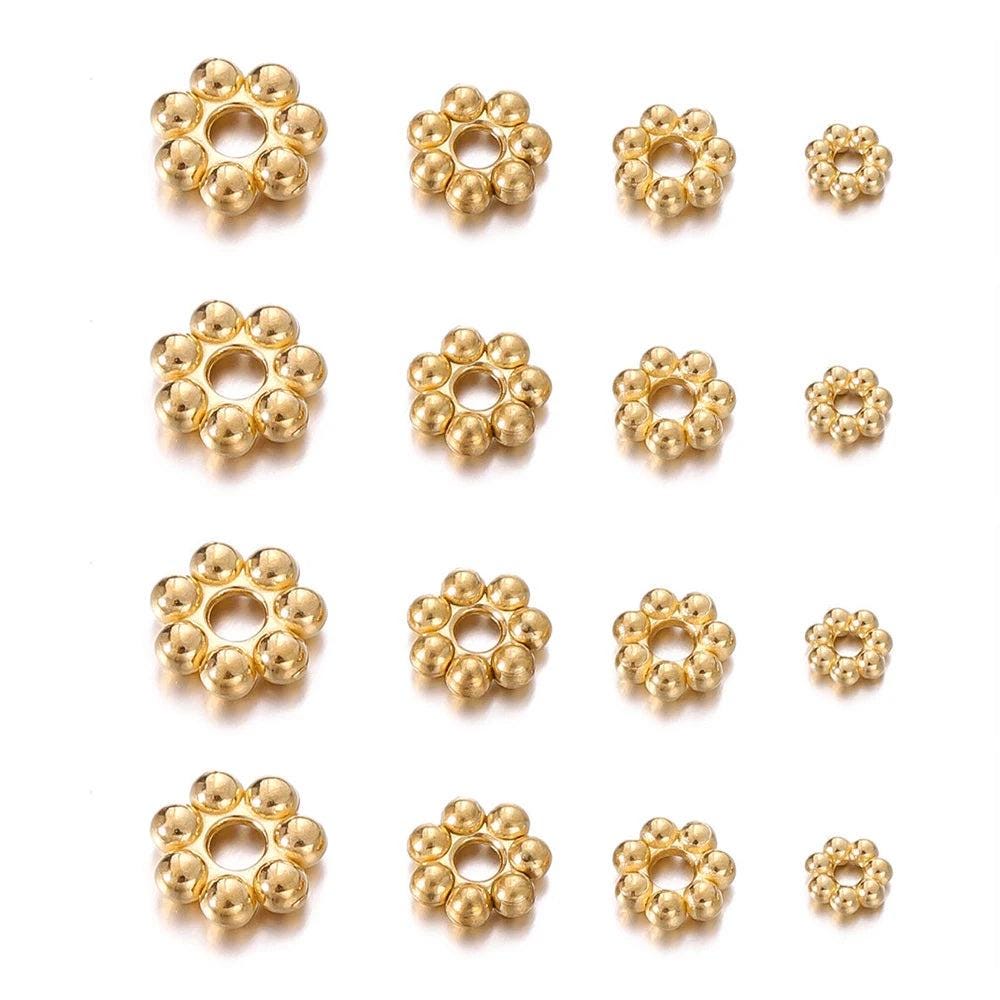 30Pcs Stainless Steel Daisy Flower Spacer Beads DIY Bracelets Jewelry Making