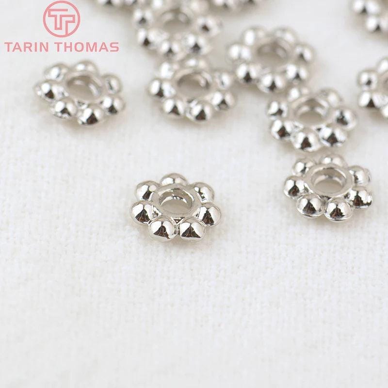 20PCS 24K Gold Plated Brass Bracelets Daisy Flower Spacer Beads