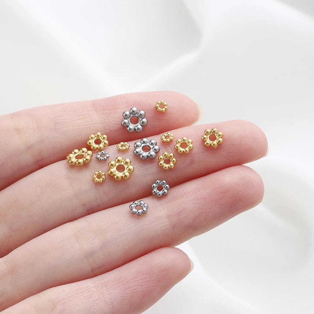 30Pcs Stainless Steel Daisy Flower Spacer Beads DIY Bracelets Jewelry Making