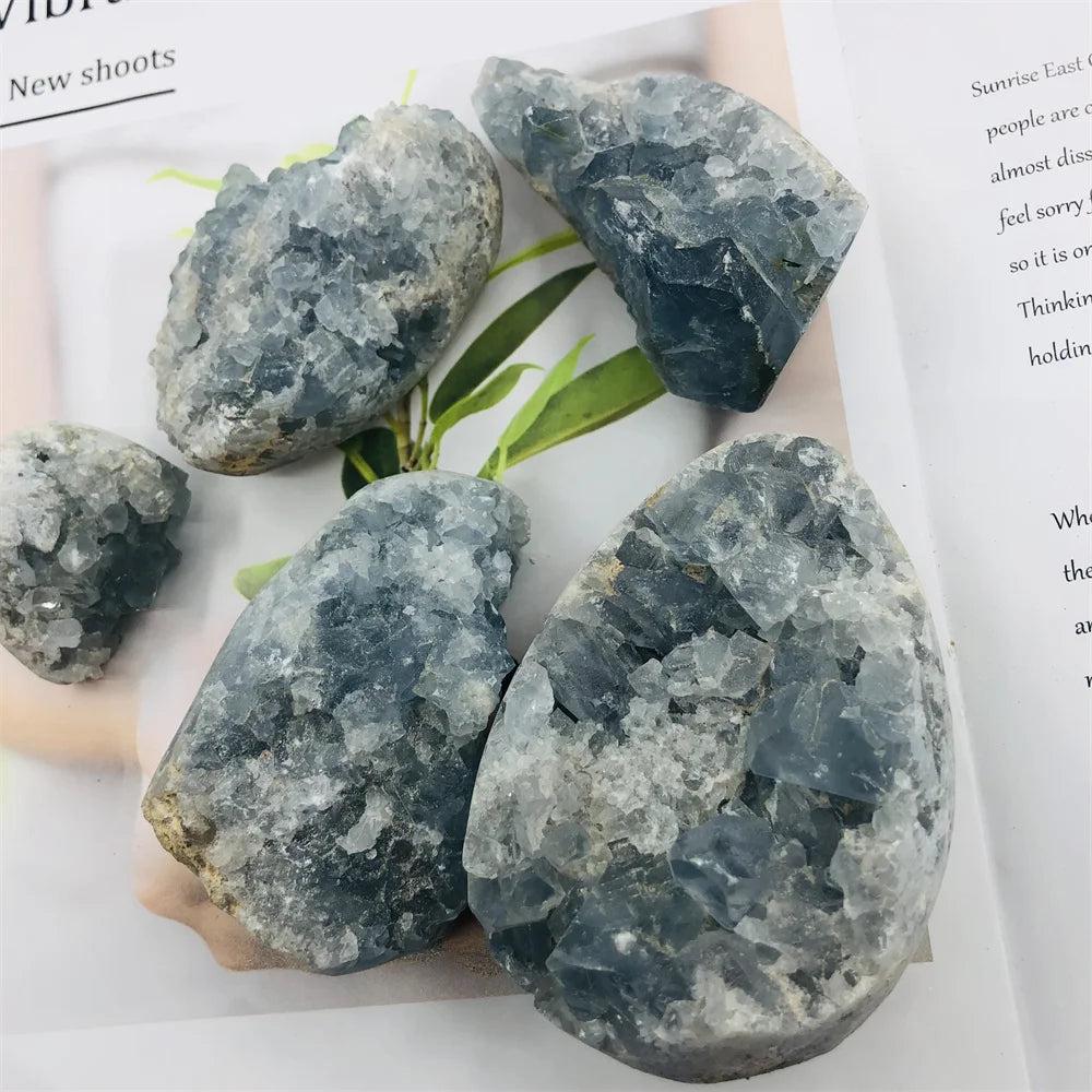 Madagascar natural blue celestite crystal cluster mineral specimen for decoration home decor