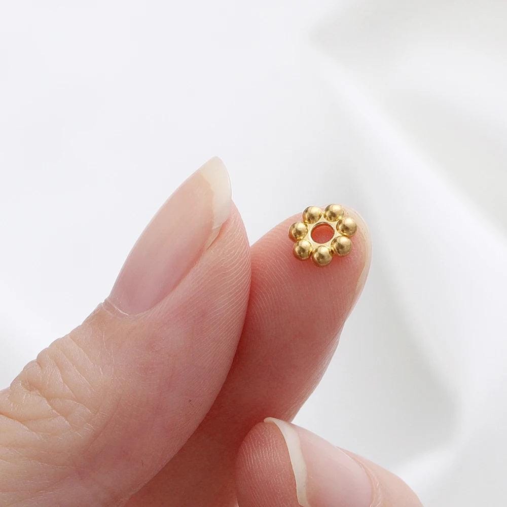 30Pcs Stainless Steel Daisy Flower Spacer Beads DIY Bracelets Jewelry Making