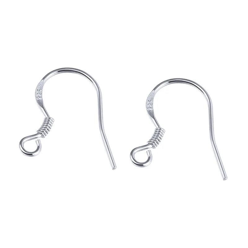 10pcs Solid 925 sterling Silver Ear Hooks Wire Spring Earring Clasps For Making Earrings Jewelry Findings Accessories