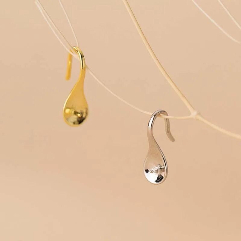 Solid 925 sterling Silver Earring Hooks Posts for Round Pearl Gem Earrings 18k Gold Jewelry Making Findings