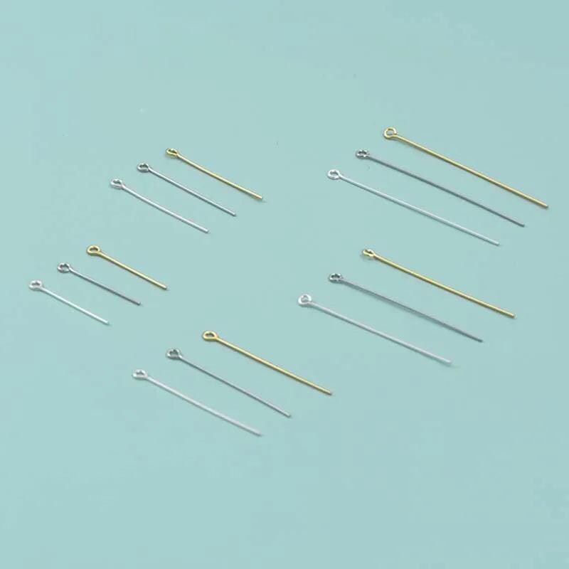 10pcs Solid 925 Sterling Silver Needle Pins Gold Earring Necklace Connector Part Base DIY Jewelry Making Findings