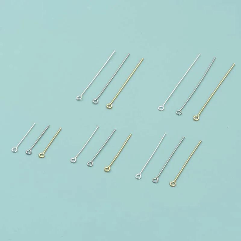 10pcs Solid 925 Sterling Silver Needle Pins Gold Earring Necklace Connector Part Base DIY Jewelry Making Findings