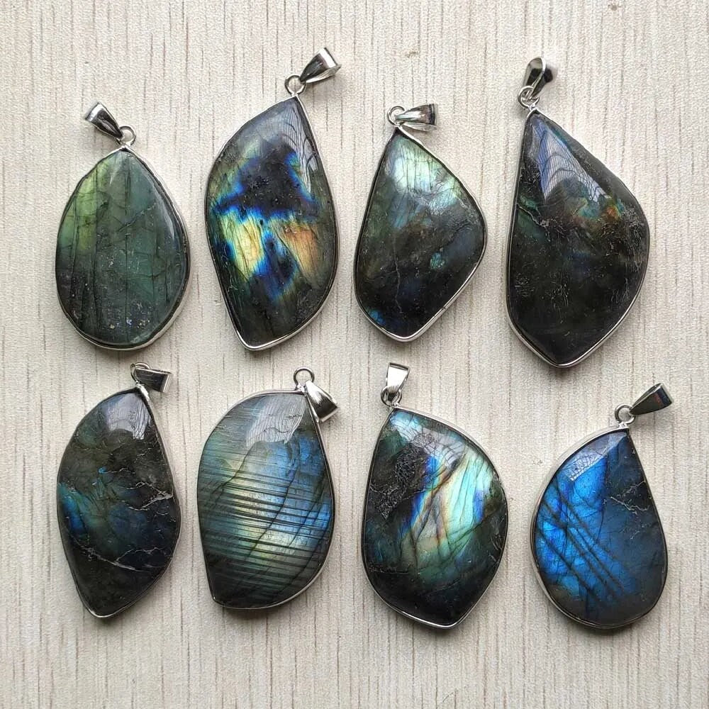 8pcs/lot natural labradorite irregular charms pendants for jewelry making wholesale