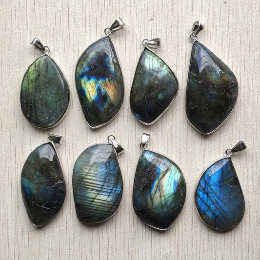 8pcs/lot natural labradorite irregular charms pendants for jewelry making wholesale