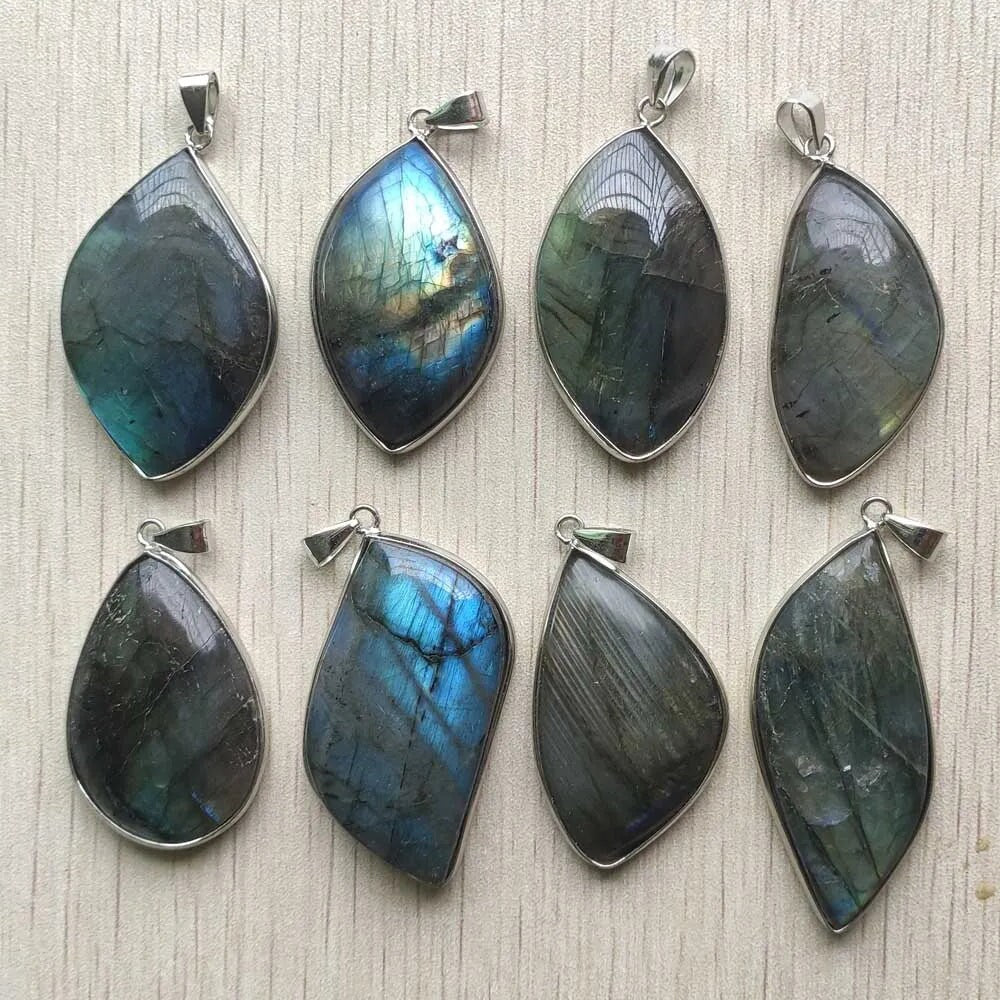 8pcs/lot natural labradorite irregular charms pendants for jewelry making wholesale