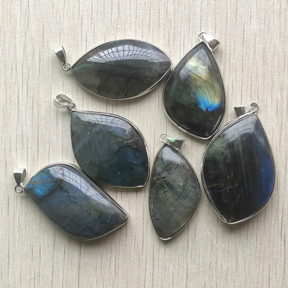 8pcs/lot natural labradorite irregular charms pendants for jewelry making wholesale