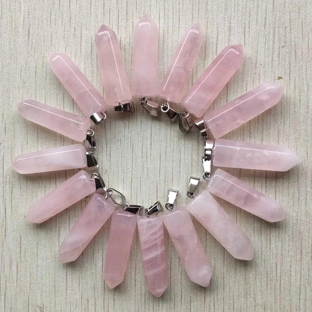 12pcs/lot high quality Natural Rose Quartz Stone Pendants Charms Point Pendants Teardrop Wholesale