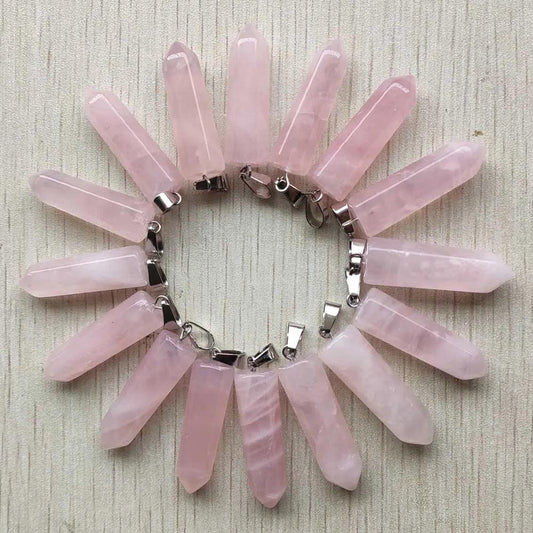12pcs/lot high quality Natural Rose Quartz Stone Pendants Charms Point Pendants Teardrop Wholesale