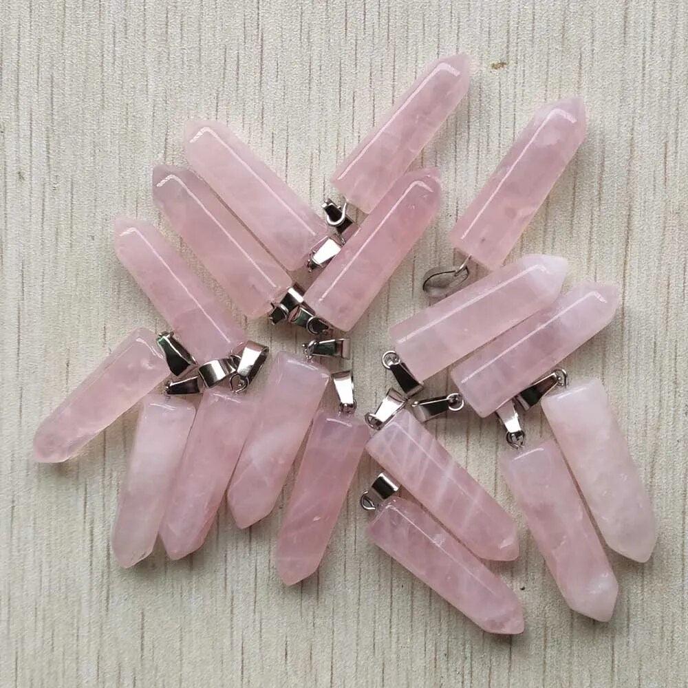 12pcs/lot high quality Natural Rose Quartz Stone Pendants Charms Point Pendants Teardrop Wholesale