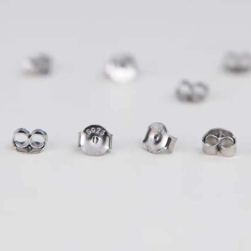 Larg Size Solid 925 Sterling Silver Earring Stopper Safety Backs Round Earring Plugs Jewelry Components